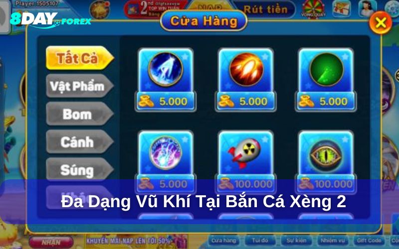 Vũ khí, tính năng mới tại bắn cá xèng 2