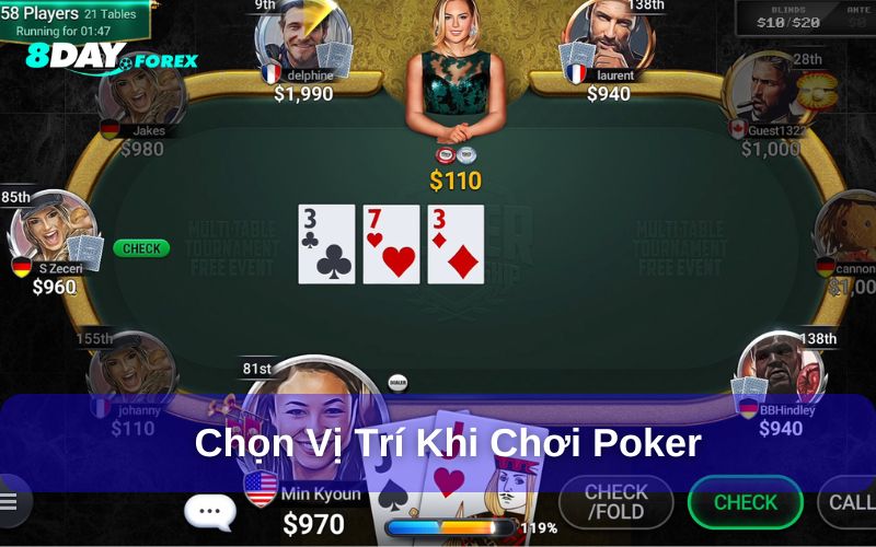 Chọn vị trí ngồi chơi Poker để có lợi thế tốt nhất