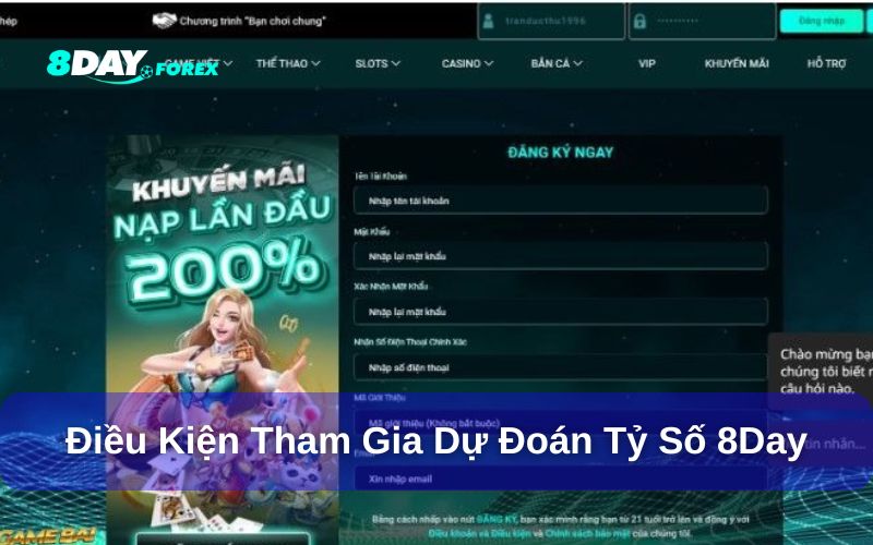 Điều kiện tham gia dự đoán tỷ số rinh quà tại 8Day