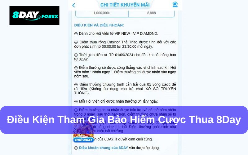 8Day tặng gói bảo hiểm cược thua giới hạn cấp bậc hội viên tham gia