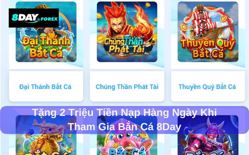 Tặng tiền nạp hàng ngày khi tham gia các trò chơi bắn cá