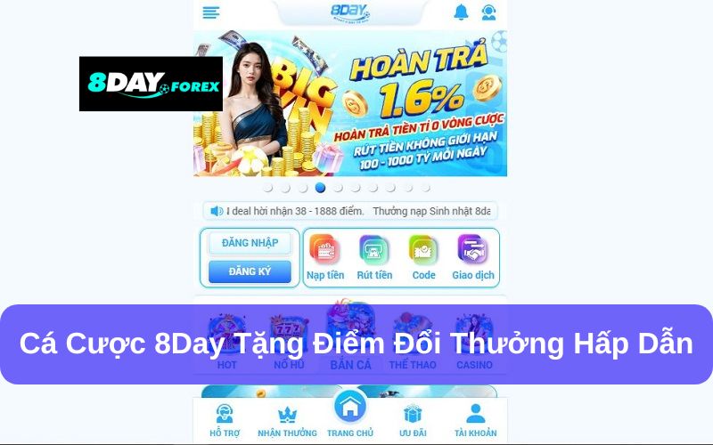 Thông tin sự kiện tặng điểm thưởng khi tham gia cá cược 8Day