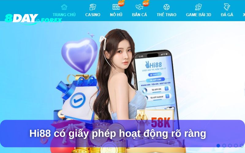 Hi88 có giấy phép hoạt động rõ ràng